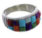 Multicolor Inlay Southwest Sterling Silver Ring Size 8-1/2 EX50670